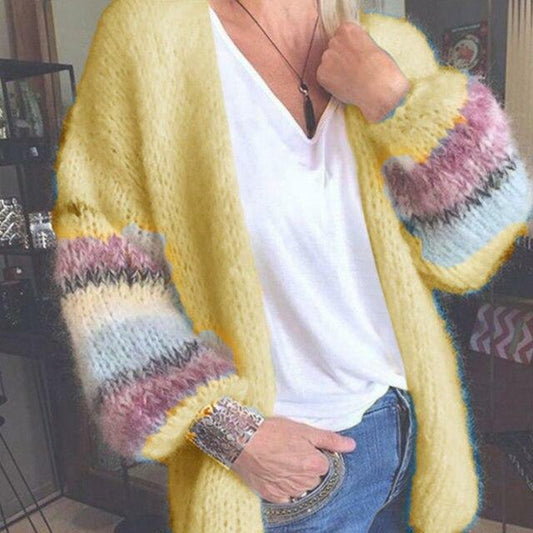 Striped Long Cardigan - Cozy Cashmere Blend for Layering Fashion