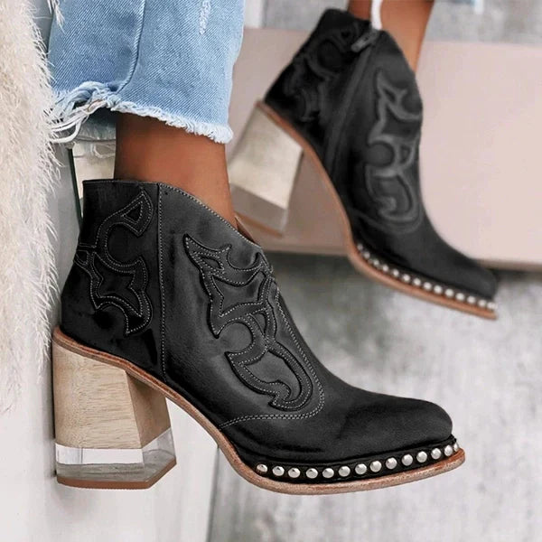 Sue™ | Stylish Black Knee High Leather Boots