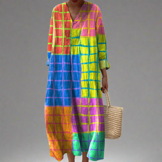 Vibrant Long Sleeve Maxi Dress - Effortless Style & Comfort for Women