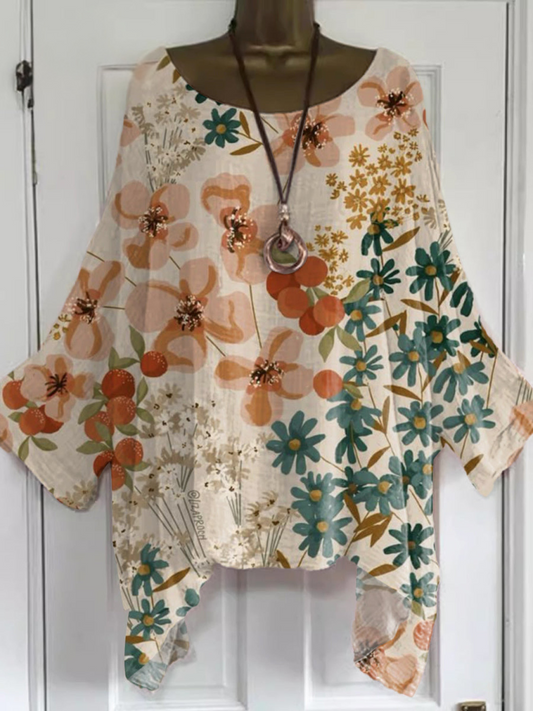 Vintage Floral Cotton Top - Effortless Style & All-Day Comfort