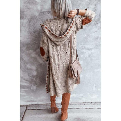 Vintage Hooded Cardigan - Cozy Patchwork Style For Women