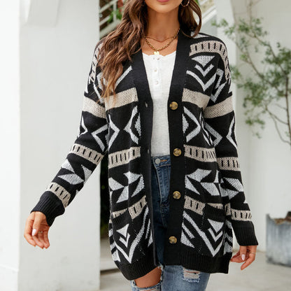 Vintage Knitted Long Cardigan - Cozy & Stylish Layer for Women