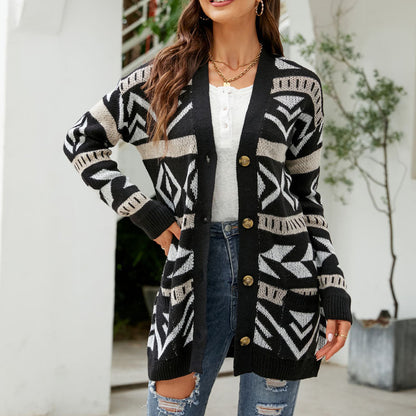 Vintage Knitted Long Cardigan - Cozy & Stylish Layer for Women