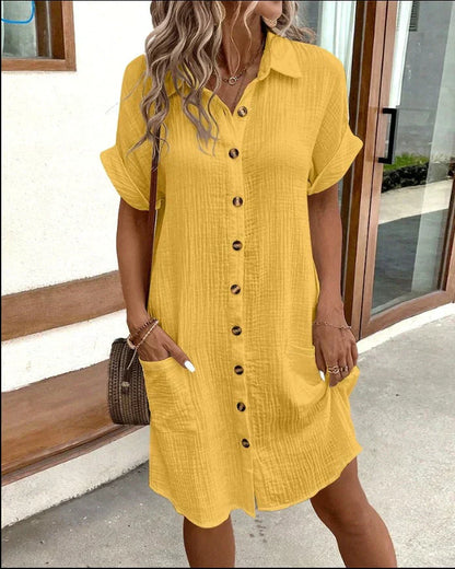 Oversized polo dress in woven fabric