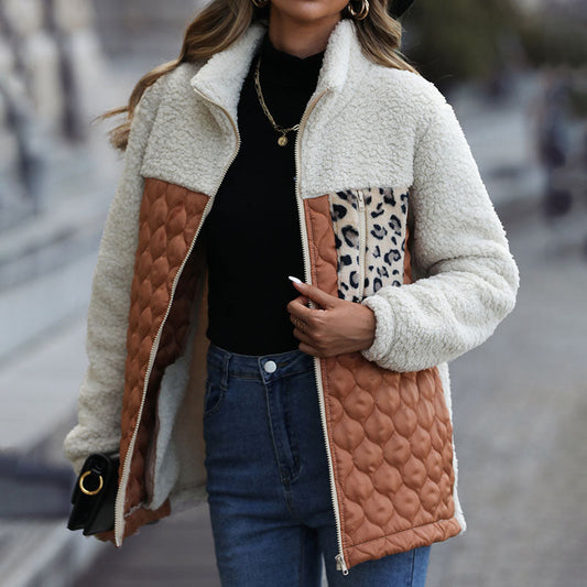 Warm Patchwork Plush Coat - Stylish Winter Coats for Women