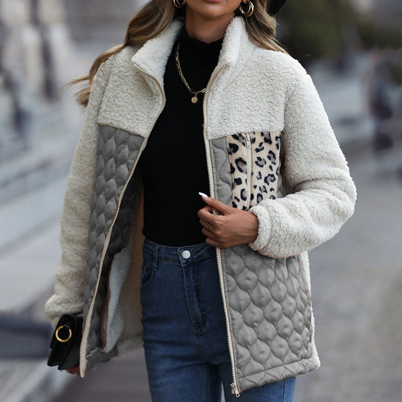 Warm Patchwork Plush Coat - Stylish Winter Coats for Women
