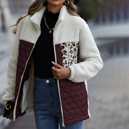 Warm Patchwork Plush Coat - Stylish Winter Coats for Women