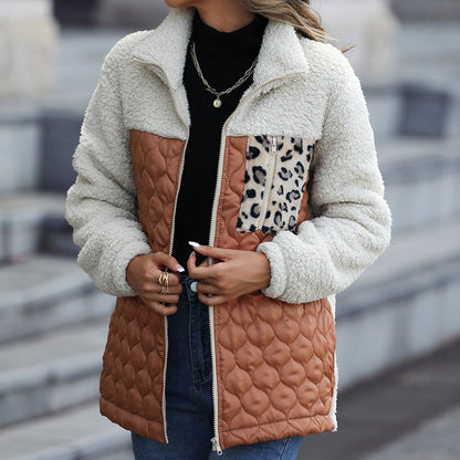 Warm Patchwork Plush Coat - Stylish Winter Coats for Women