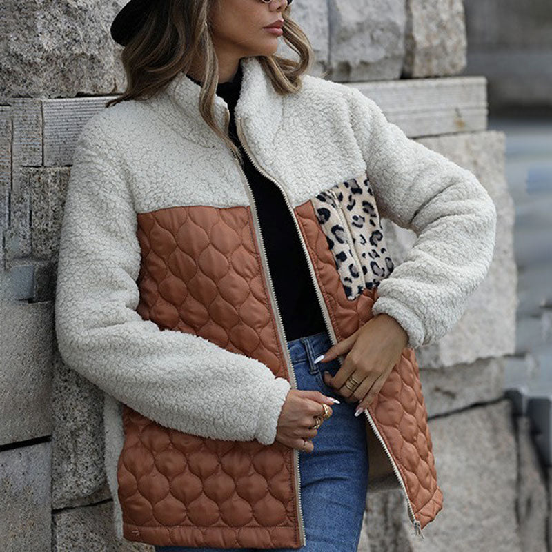 Warm Patchwork Plush Coat - Stylish Winter Coats for Women