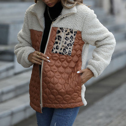 Warm Patchwork Plush Coat - Stylish Winter Coats for Women