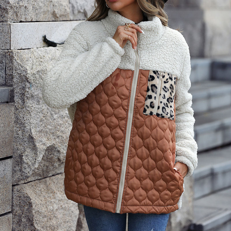 Warm Patchwork Plush Coat - Stylish Winter Coats for Women