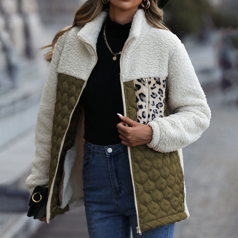 Warm Patchwork Plush Coat - Stylish Winter Coats for Women
