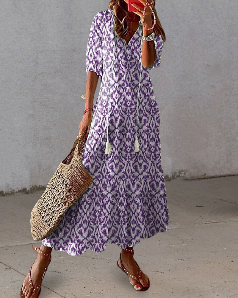 White Floral Maxi Dress - Long Sleeve, Flattering Fit & Comfort