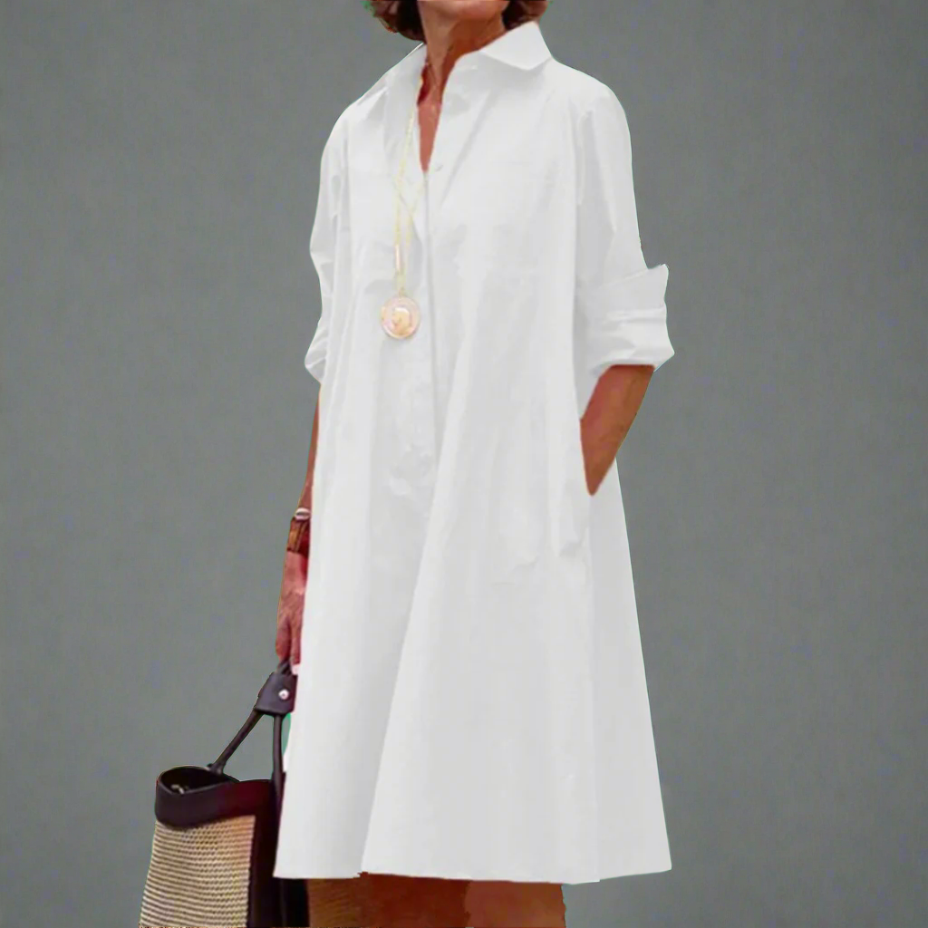 Women's Long Sleeve Midi Dress - Lightweight Comfort & Timeless Style