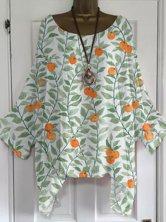 Women's Vintage Floral Cotton Top - Effortless Style & All-Day Comfort