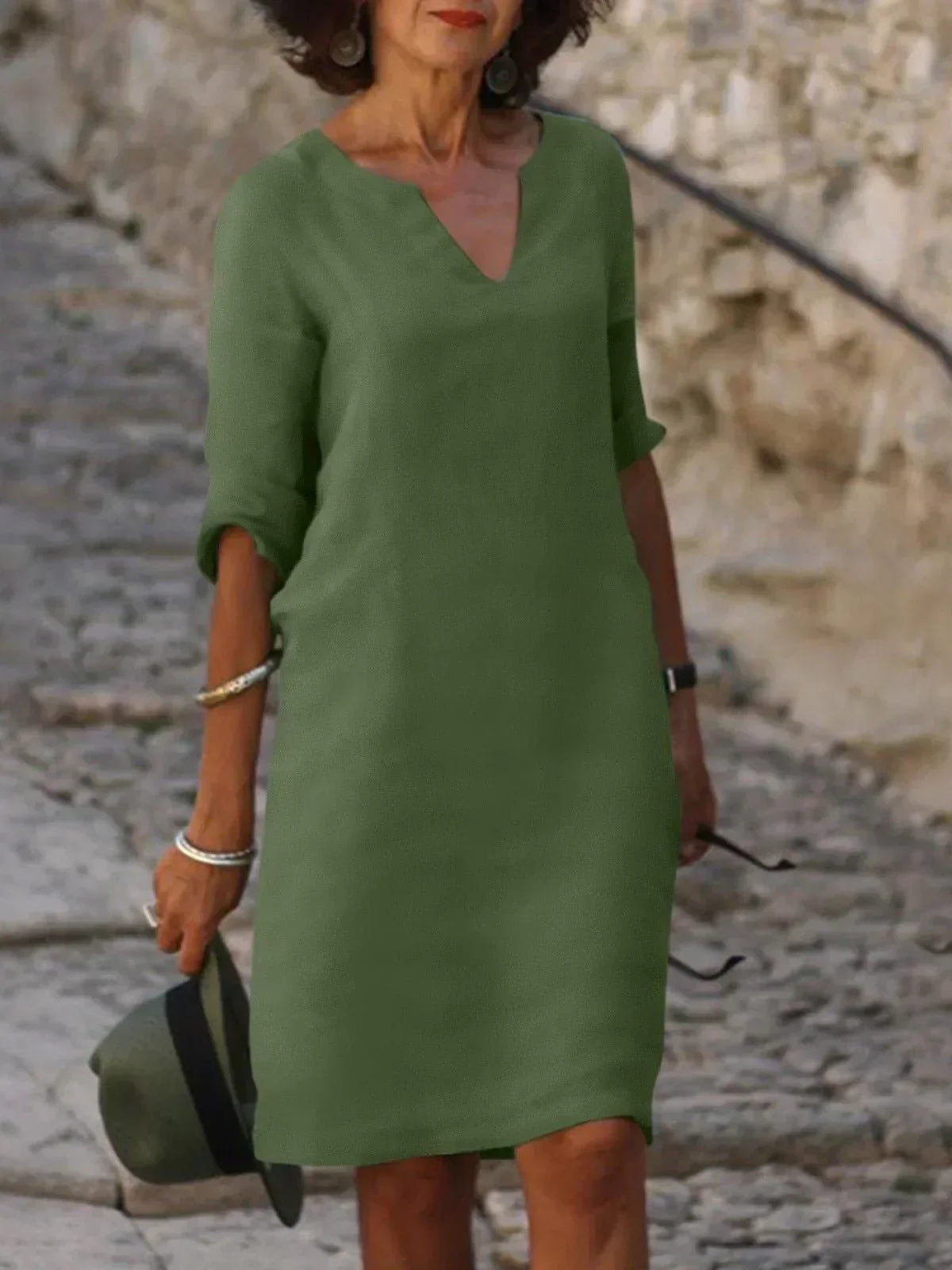 Womens Black Dress - Flattering V-Neck Summer Style, Plus Sizes Available