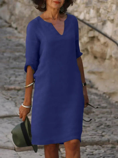 Womens Black Dress - Flattering V-Neck Summer Style, Plus Sizes Available