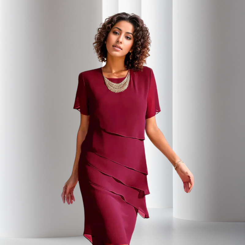 Womens Dress - Elegant Chiffon Summer Wedding Guest & Cocktail Style