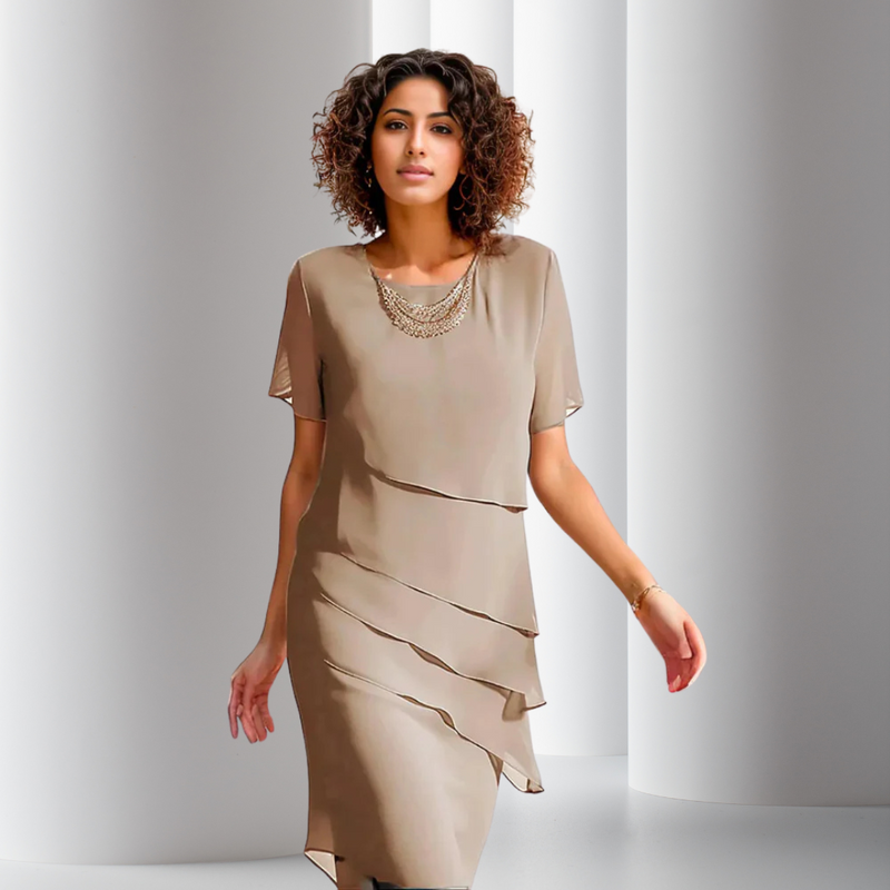 Womens Dress - Elegant Chiffon Summer Wedding Guest & Cocktail Style