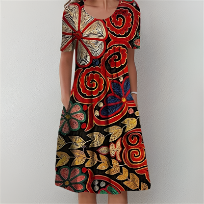 Womens Dress - Floral Design With Effortless Elegance & Comfort