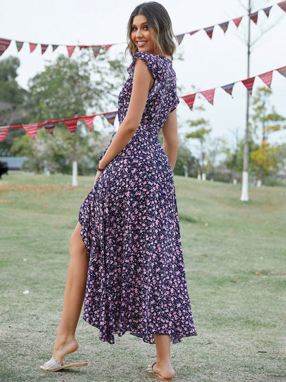 Womens Floral Sleeveless Dress - Elegant Summer Wedding Guest Style