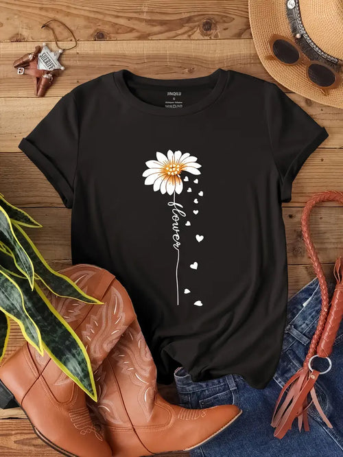 Soft Casual Floral Print T-Shirt