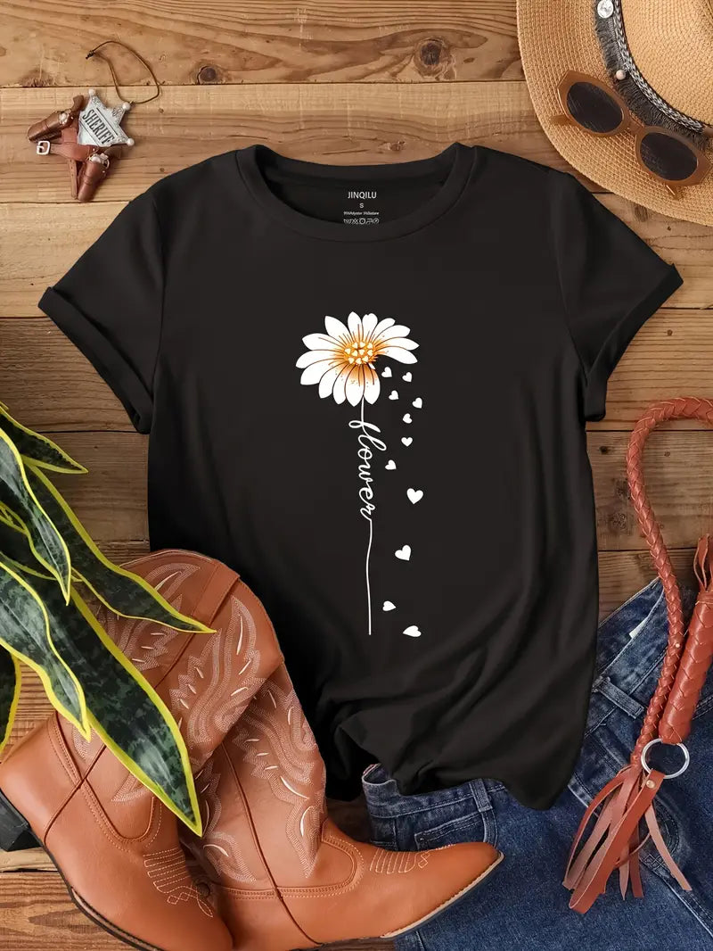 Soft Casual Floral Print T-Shirt