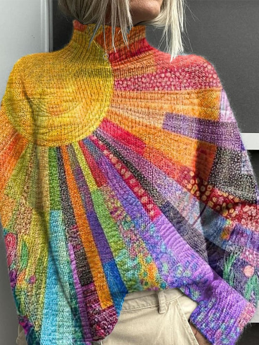 Colorful Knit Turtleneck Sweater - Stylish Comfort for Men & Women