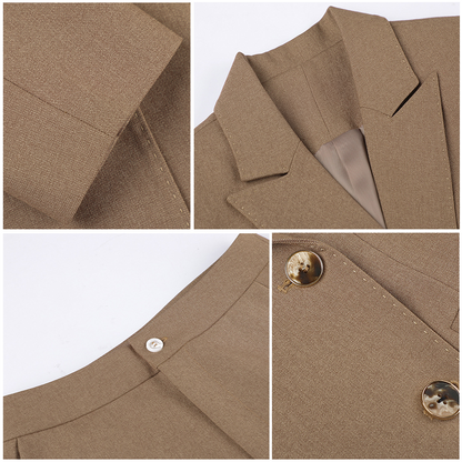 Women's Black Blazer - Elegant Double-Breasted Tailored Fit